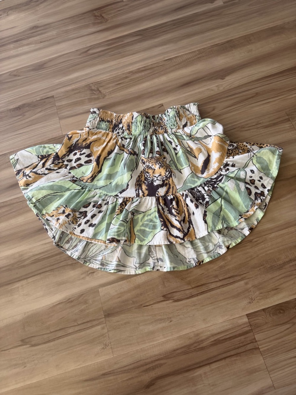 Aerie Linen Blend Safari Jungle Mini Skirt Size Small
